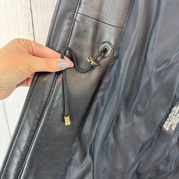 VTG Barcelino Black Full-Zip Cinch Waist Snap Collar Leather Jacket USA Size XS - Picture 15 of 16